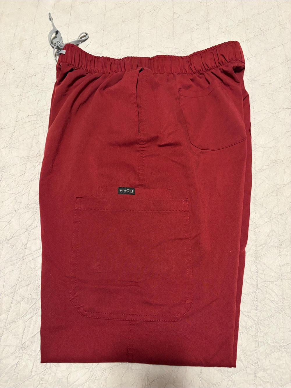 VIAOLI Men's Red Cargo Jogger Sweatpants with Drawstring Waist - Picture 3 of 6
